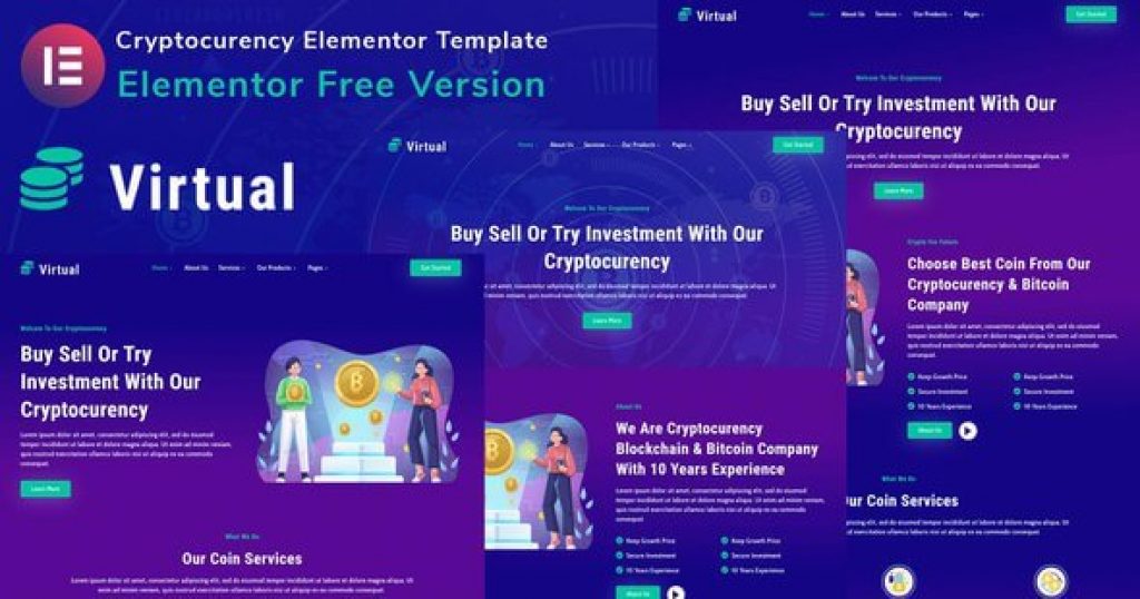 Virtual – Cryptocurency Blockchain & Bitcoin Elementor Template Kit