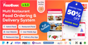 FoodBank Multi Restaurant - Food Delivery App | Restaurant App with Admin & Restaurant Panel